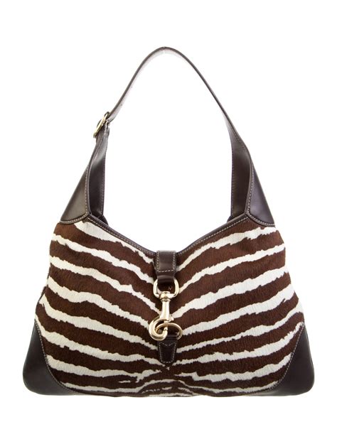 gucci zebra print bag|Gucci Brown/White Zebra Print Pony Hair Jackie O Bag.